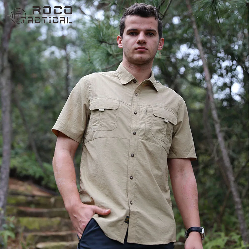 ROCOTACTICAL Men's Quick Dry Hiking Shirts Breathable Summer Outdoor