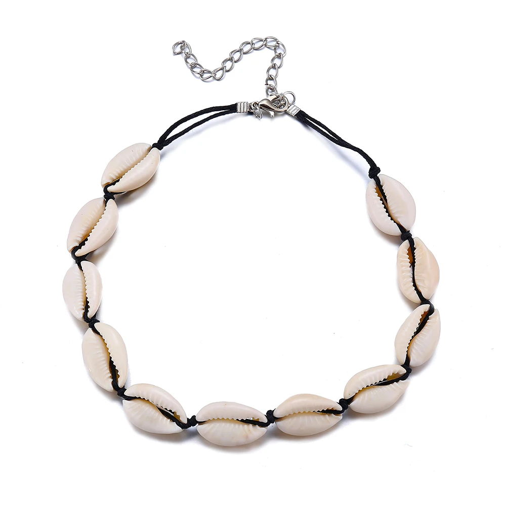 Boho Shell Choker Necklace for Women Girls New Handmade Braided Rope Chain Shell Choker Ocean Beach Shell Jewelry Dropshipping