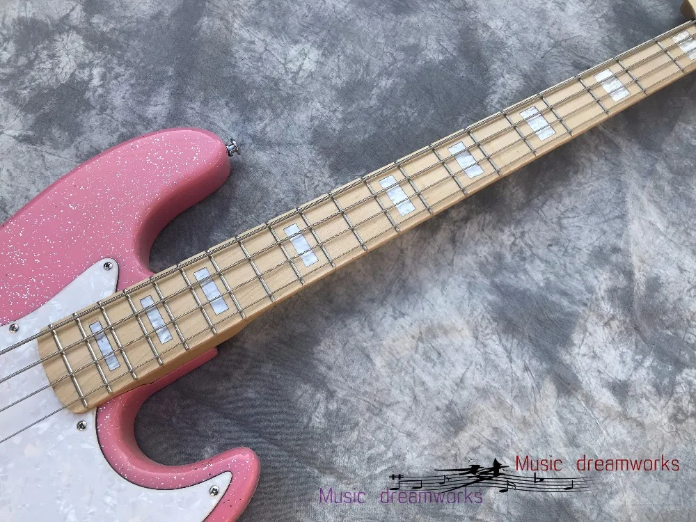 Новые релизы Китай firehawk электрическая бас-гитара розовый металлических частиц, бесплатная доставка