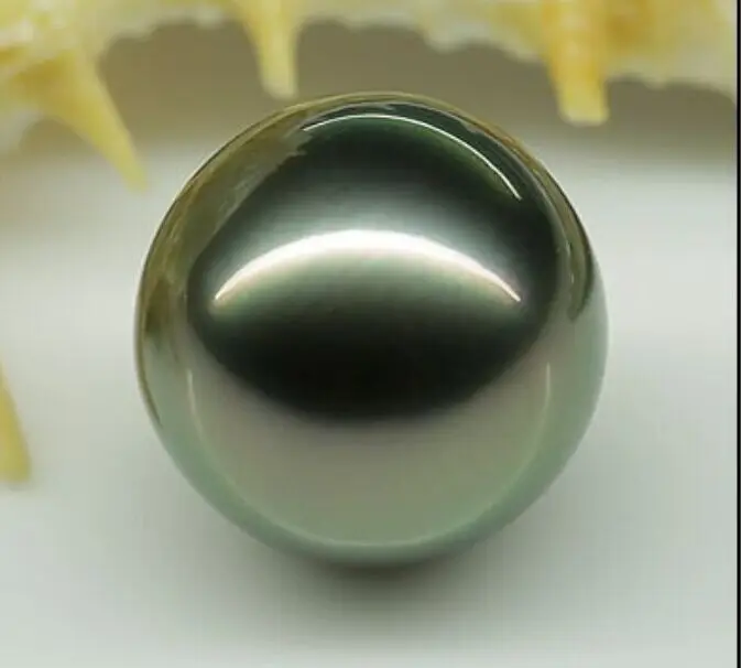 

FREE SHIPPING>>>@@ LUXURIES TAHITIAN GENUINE PERFECT ROUND BLACK GREEN LOOSE PEARL UNDRILLED