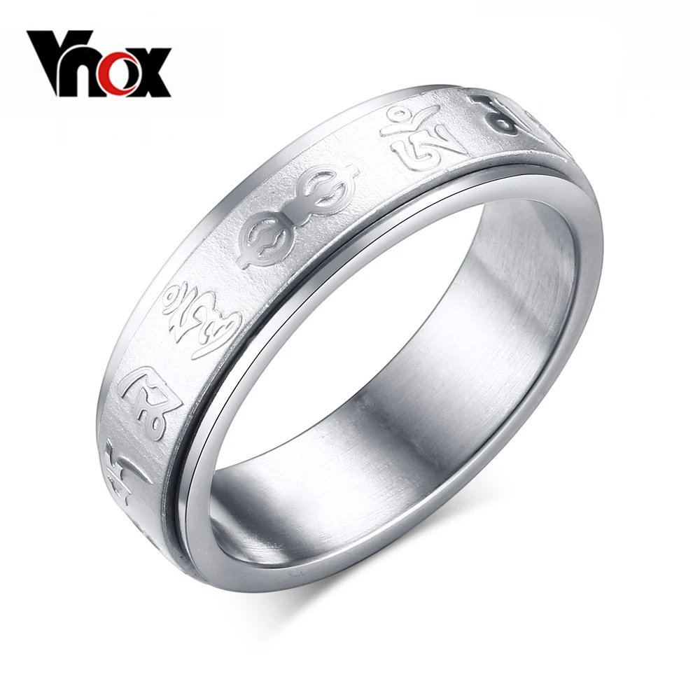 

Vnox Spinner Ring Stainless Steel Rotate Mantra Ring Chinese Buddhism Charm Men's Jewelry