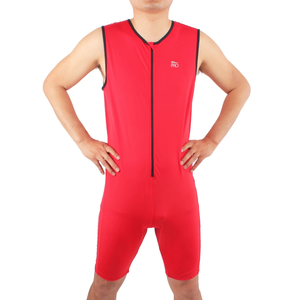 

Men Ironman Triathlon Padded Tri Suit Bike Bicycle Cycling One-Piece men Sleeveless Summer Coverall Lycra Fabric Jumpsuits MS113