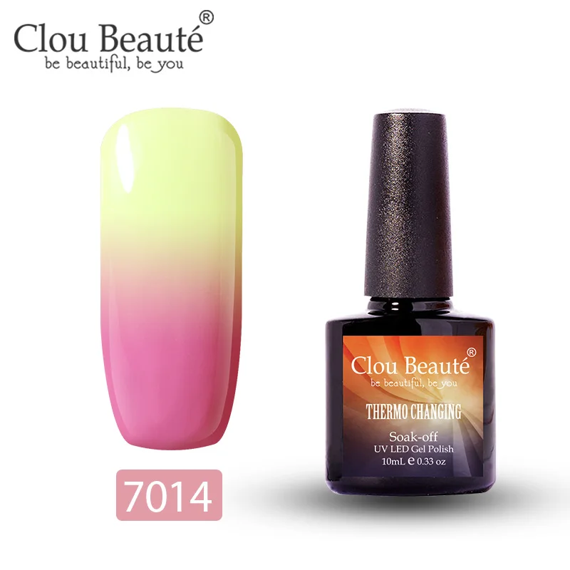 Clou Beaute изменение температуры УФ Гель-лак для ногтей 10 мл Гель-лак для ногтей маникюр термо-гель лак для ногтей цветной Гибридный лак - Цвет: 7014