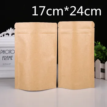

6.7''x9.4'' (17x24cm) Stand Up Brown Kraft Paper Aluminum Foil Package Zipper Bag for Food Coffee Storage Zip Lock Doypack Pouch