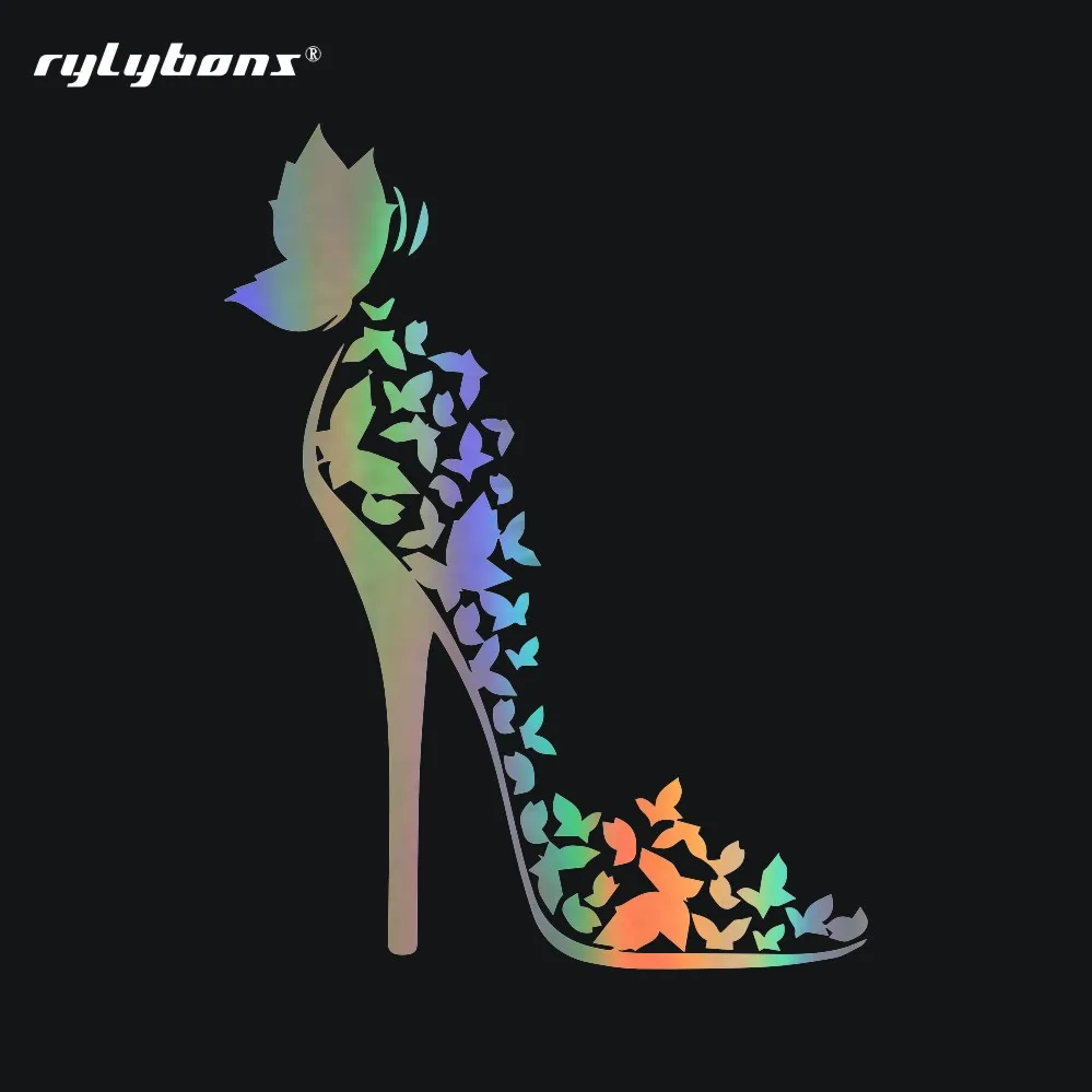 

Rylybons Butterfly High-heeled Shoes Full Body Car Sticker Styling Decoration Door Body Window Decals Car Bumper Vinyl Sticker