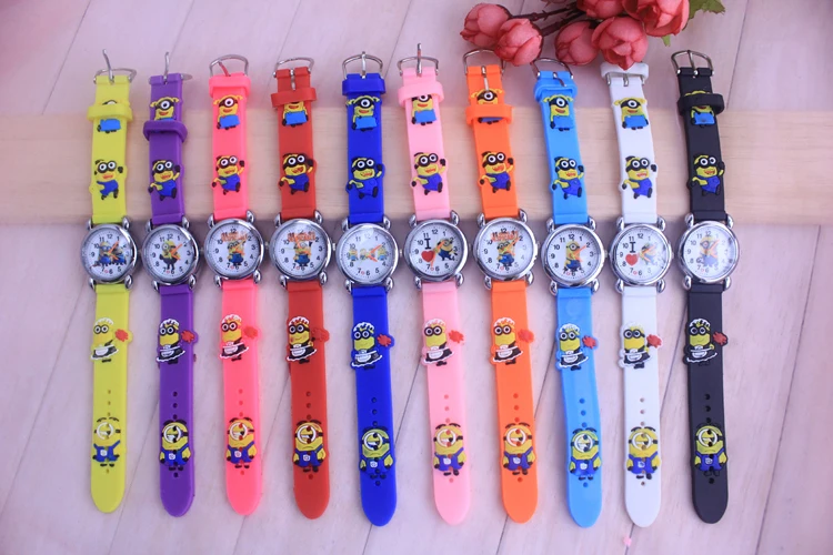 

NEW Cartoon 3D minions Wrist watch kids children cartoon quartz watches boys and girls christmas gift Clock