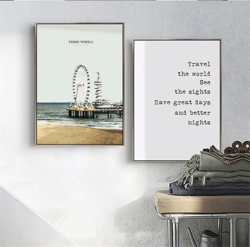 Sea Scenery Wall Art Canvas Decorative Painting Quotes Nordic Poster Coast Rock Wall Pictures For Living Room Art Print Unframed