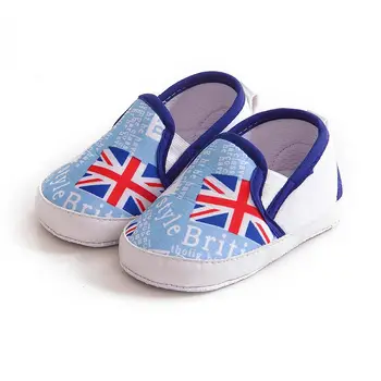 

Baby Shoes Soft Bottom Walking Boy Girl Shoes Striped Anti-Slip Sneakers Soft Flag Printed First Walkers