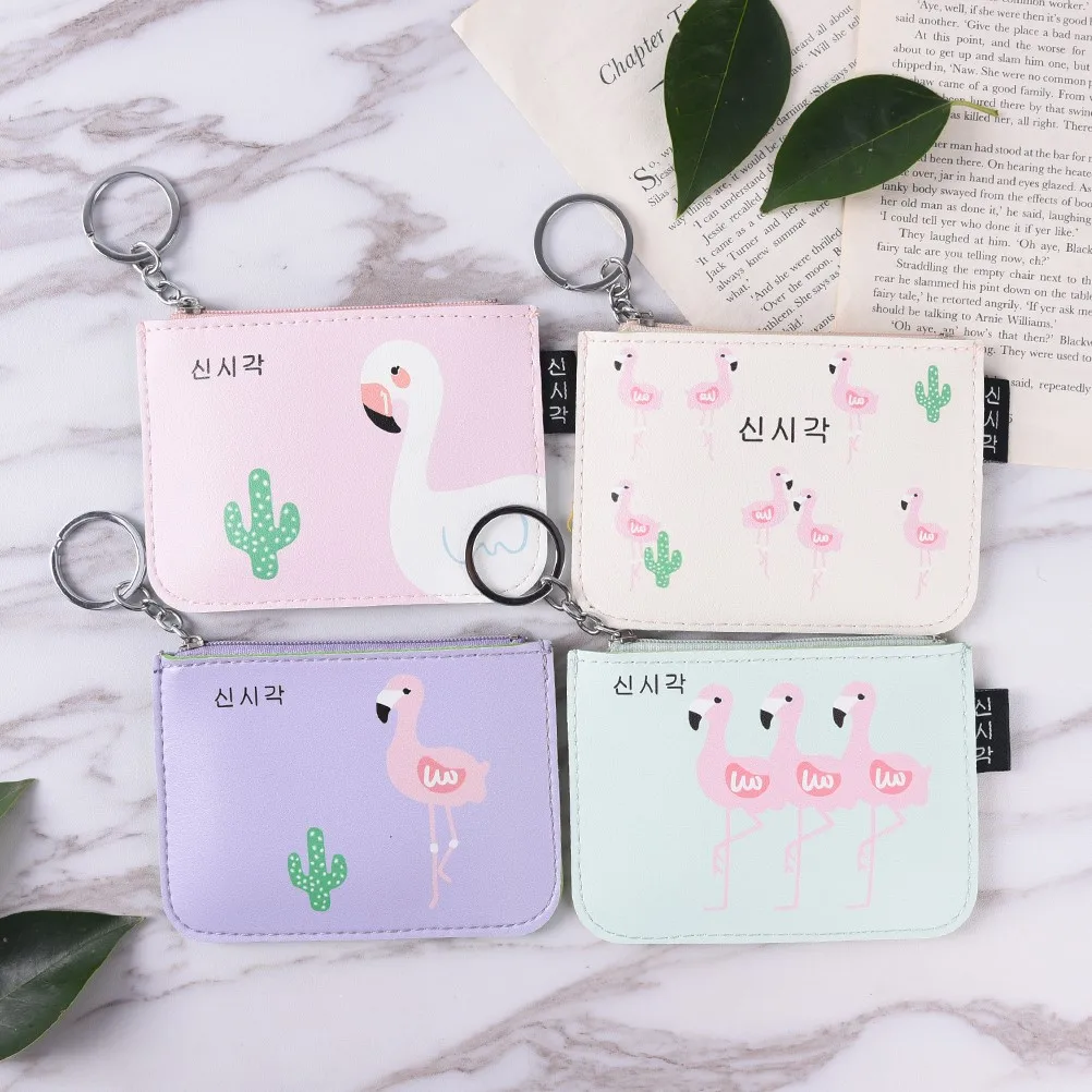 2017 New Fashion Coin Clutch Handbag Women Flamingo Printing Wallet Female Short Purse Cards Holder