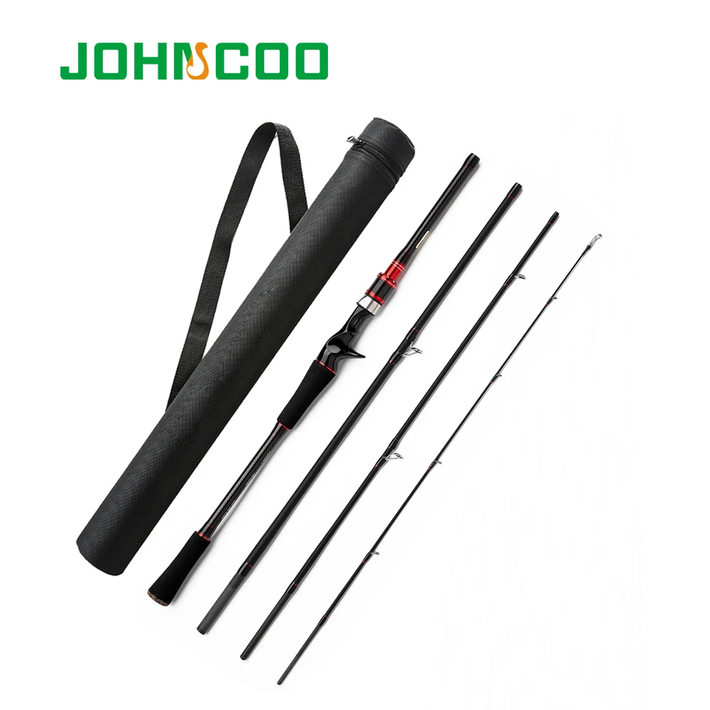 

JOHNCOO Promotion Baitcasting Rod Set Fast Action M Power Spinning Fishing Rod Casting Travel Rod 4 Sections Lure Rod Case