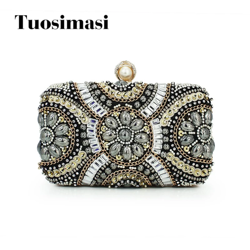 

good quality handmade beaded evening purse wedding velvet beading purse (C513)