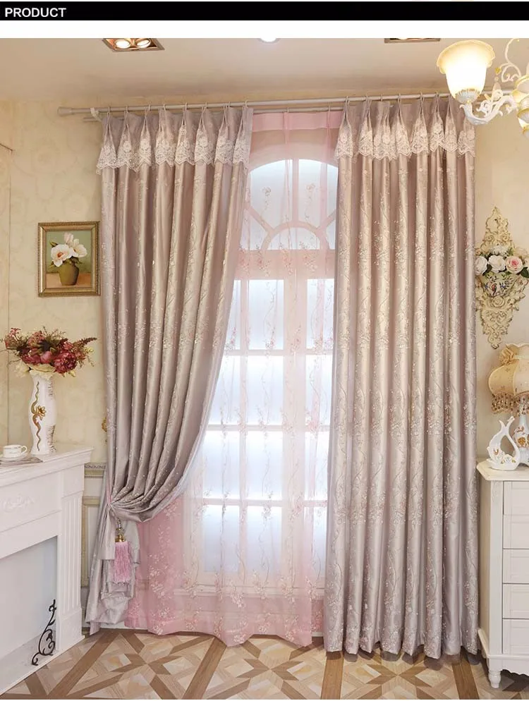Korean Style Luxury Embroidered Silk Curtains For Living Room S 7