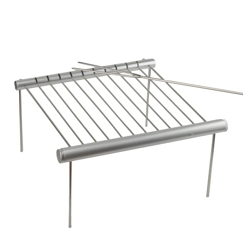 Comprar 1 Pza de acero inoxidable plegable Parrilla de barbacoa de Camping portátil Mini barbacoa parrilla Rack accesorios de barbacoa para uso en el hogar y al aire libre