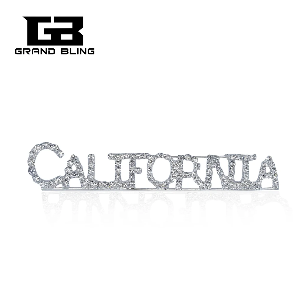 

USA States Theme Gift Bling Rhinestone "CALIFORNIA" State Word Pin Crystal Brooch Jewelry