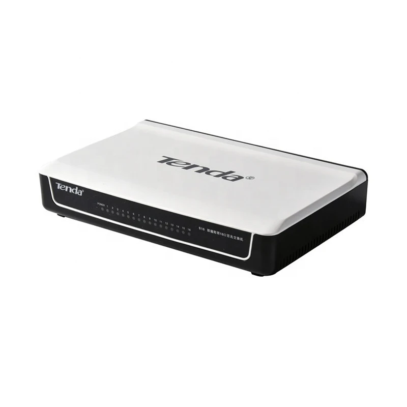 Goedkoop Tenda S16 16 Port Desktop Ethernet Switch, 10 100 Mbps Auto Negotiation RJ45 Poorten, auto MDI MDIX