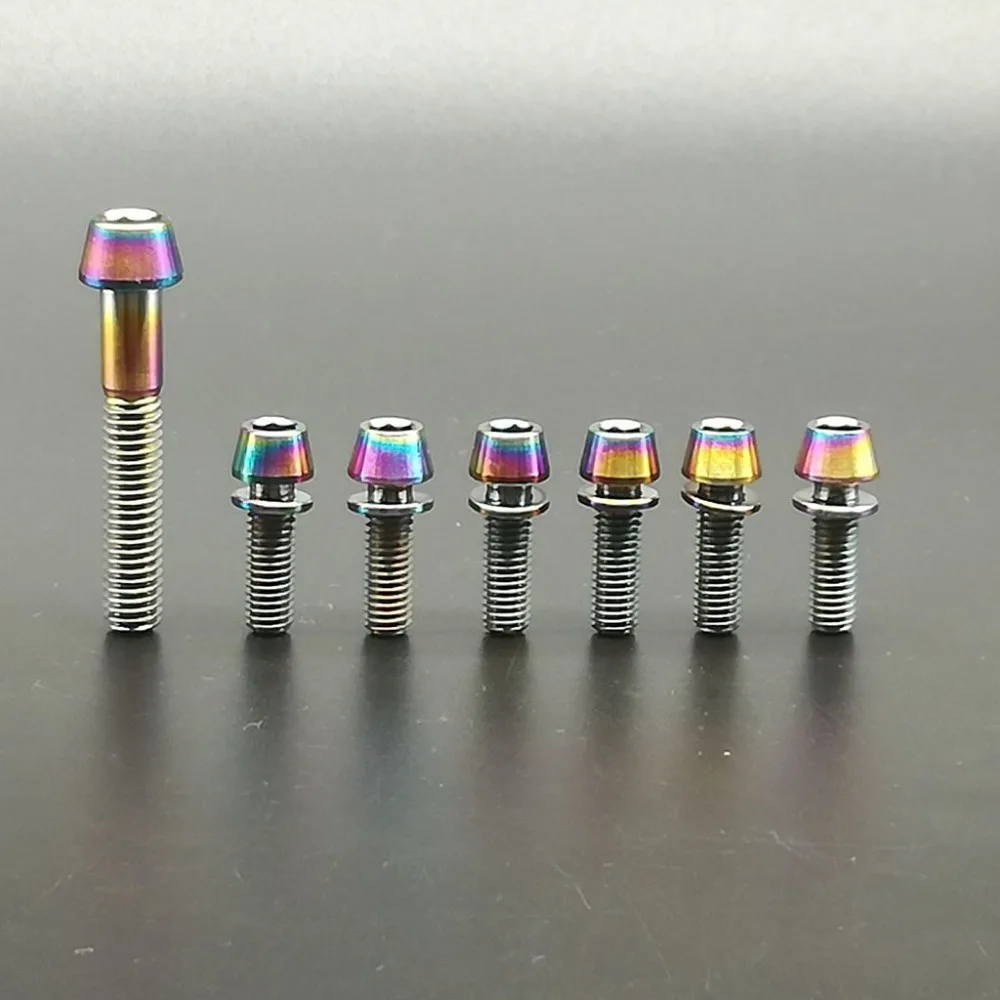 1pcs M6x35mm Titanium Ti Taper Head Bike Headset Caps Screws&6pcs