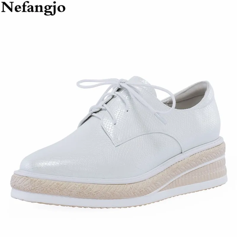 

Nefangjo 2019 Spring Hot Sale Shoes Women Fashion Lace-up Flat Platform Shoes Casual Non-Slip Breathable Sweat zapatos de mujer