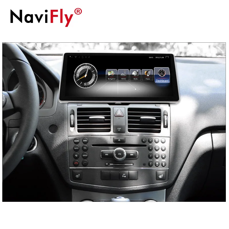 Top NaviFly Android 7.1 car multimedia player for Benz C Class W204 2008 2009 2010 10.25 inch gps navigation support 4G LTE WIFI BT 1