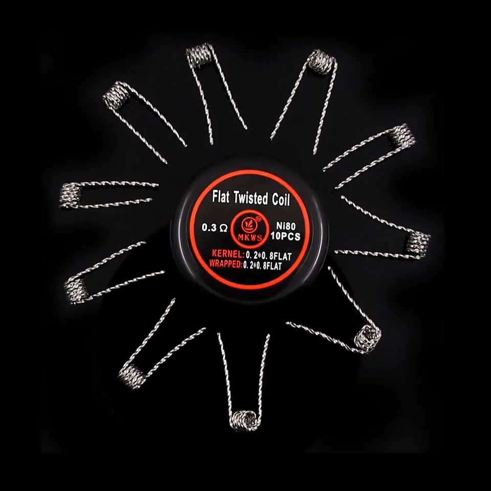 10 шт. MKWS Alien Clapton провода 0.25ohm плоская витая катушка 0.3ohm ni80 плоский clapton провод 0.6ohm 28ga 32ga для RDA RTA RDTA танк