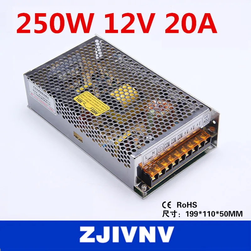 Импульсный источник питания для светодиодной ленты 12 В 250 Вт SMPS 20 А|12v 20a|switch