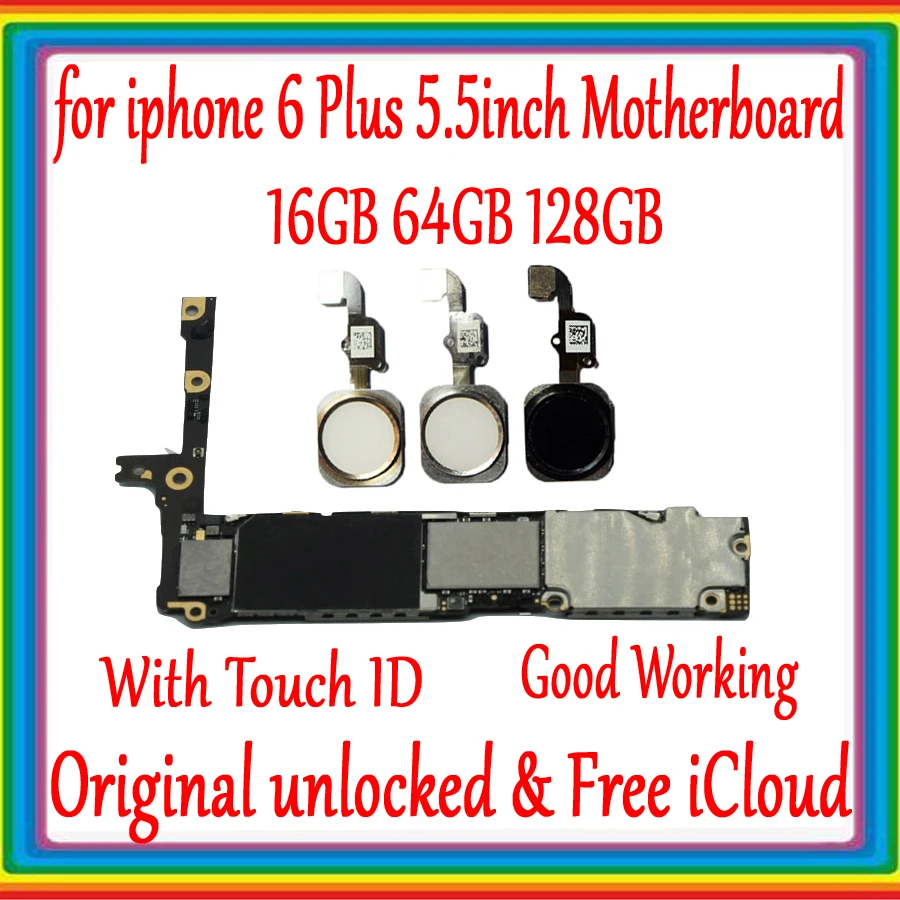 Хорошая протестированная Оригинальная для iPhone 6 Plus 5,5 дюймов материнская плата, Заводская разблокировка бесплатно iCloud материнская плата с/без Touch ID