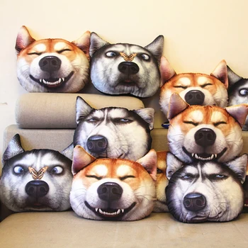 

3D k-wow simulation funny pillow boys funny 2 ha pillow creative plush dog Husky Japanese Akita nap pillow