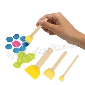 

12PCS/LOT,Mixed size wood handle art sponge,Art tools,Paint supplies,Sponge stamp,Early educational toys,Kindergarten crafts