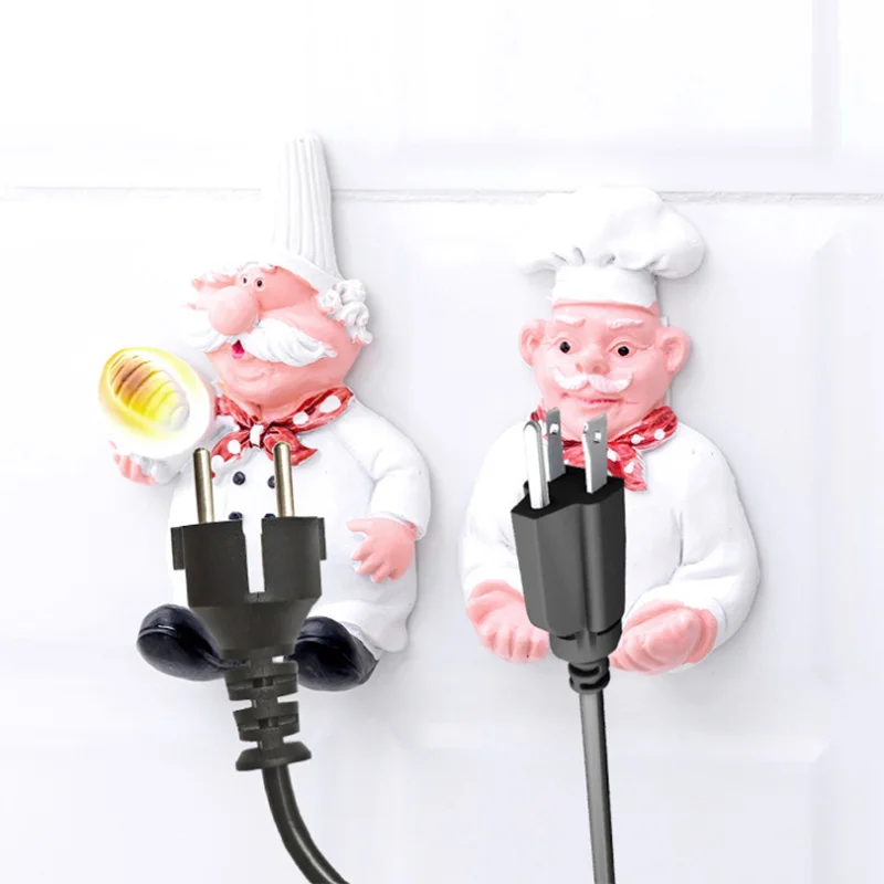Cartoon Power Cord Storage Rack Chef Kitchen Strong Hooks Living Room Creative Plug Finishing Bracket Bathroom Toothbrush Holder | Дом и сад