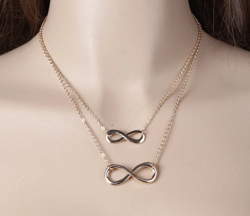 Серебряные женские модные украшения для девочек двойное ожерелье с кулоном