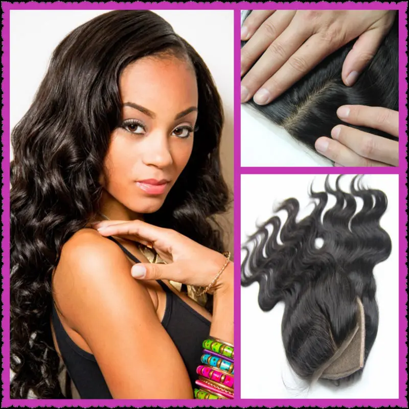 

Cheap 6A Body Wave Peruvian Silk Base Closure Hidden Knots 4x4 Middle/Free/3 Part ALi MODA Silk Closure Mocha Rosa Hair Product