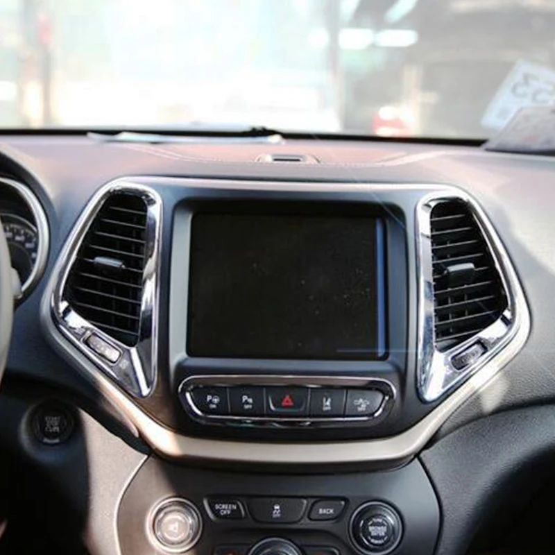 

For Jeep Cherokee KL 2014/15/16/17/18 ABS Chrome Car air conditioner outlet Vent frame Panel Cover trim Accessories 2pcs