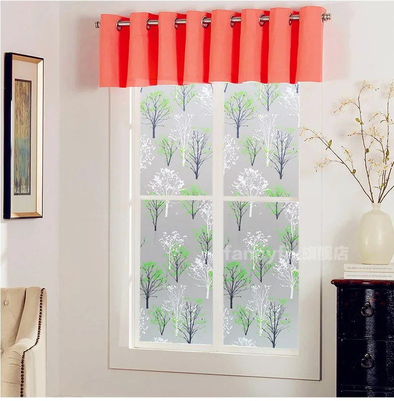 High quality UV static cling green tree privacy decorative frosted pvc