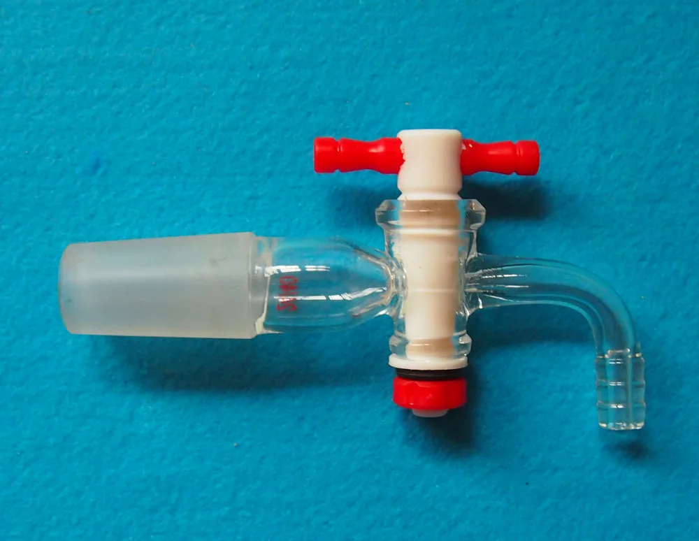 24/40,Glass Vacuum Adapter,90 Degree Bent Hose Connection,Lab PTFE