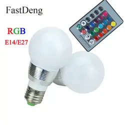 E27 RGB светодиодный светильник 110 В 220 В E14 RGB светодиодный свет 3 Вт светодиодный лампы 16 Цвета Сменные затемнения лампада светодиодный Spotlight