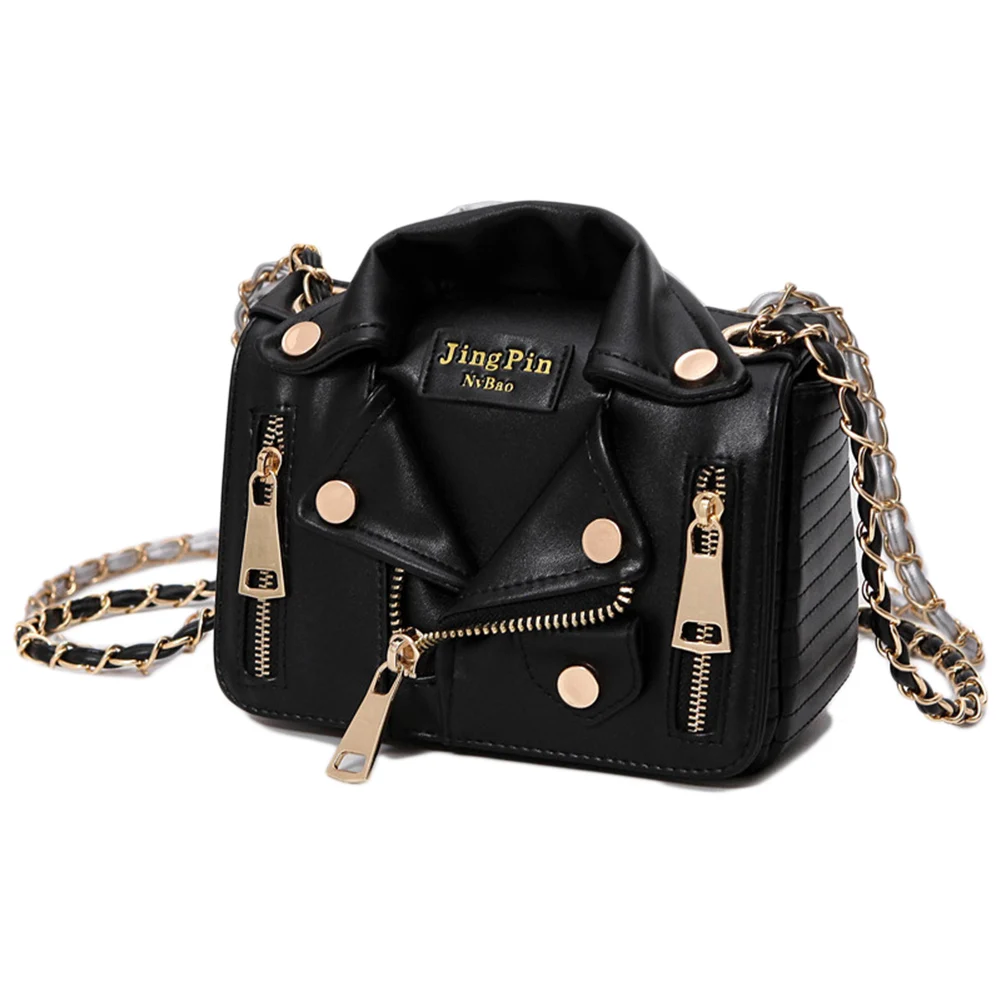 

New European Brand Designer Chain Motorcycle Bags Women Clothing Shoulder Rivet Jacket Bags Messenger Bag Women Leather Handbags