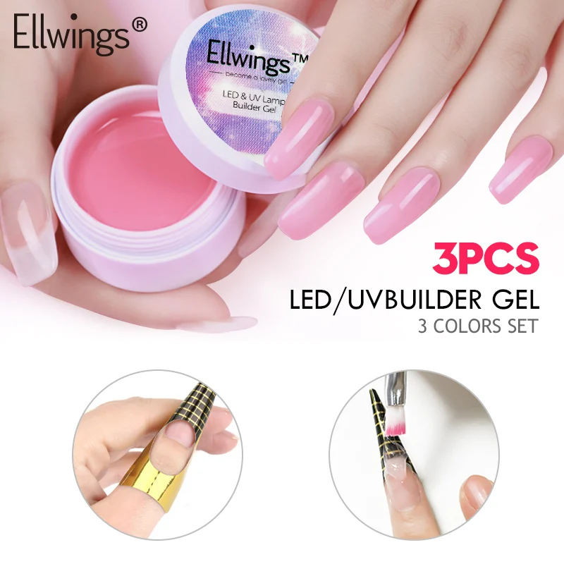 

Ellwings Nail Gel Extension Finger for Polygel Nail Polish Semi Permanent UV Gel Nail Cover Pink Camouflage UV Builder Gel