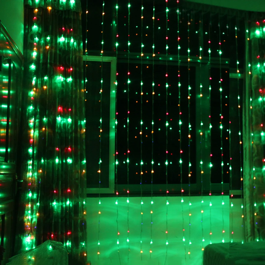 

Thrisdar 6X3M 768LED Digital Waterfall Curtain Icicle LED String Garland 16 Mode Horse Race Background Fairy String Light
