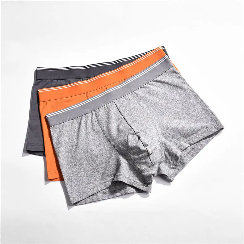 Brand MuLS 3Pcs Lot 6Color Combed Cotton Men Boxers Shorts Breathable Male Underwear Boy Bodysuit Men Under Pant Puls Size S-3XL01