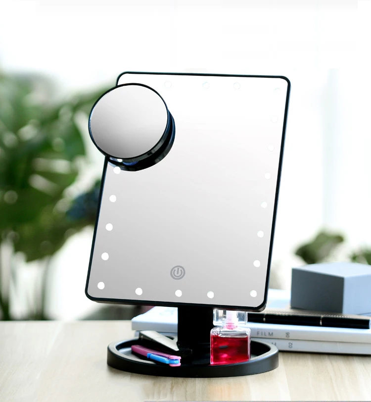

Women Makeup Mirror Light LED Rotatable Make Up Miroir Cosmetic Tool Tabletop Beauty Vanity Mirror LED