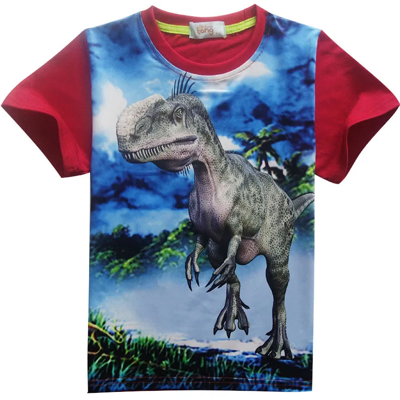 Футболки для мальчиков и девочек летние хлопковые футболки с принтом динозавра для подростков детская одежда топы с короткими рукавами, футболки для детей 4, 6, 8, 11, 12 лет - Цвет: s0296-2011