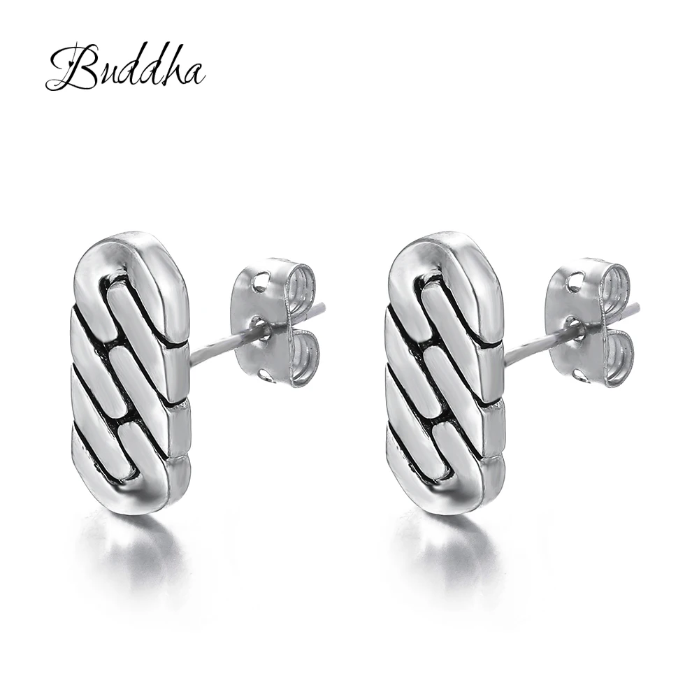 Ретро серьги с Буддой темперамент простой личности дикие стерлингового серебра 925 Серьги гвоздики ювелирные изделия женские