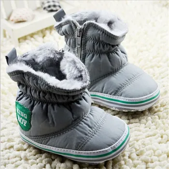 

2015 Fashion Winter Boys Girls Baby Cotton Shoes Toddlers Plush Warm Shoes First Walkers Infants Solid Shoes Snow Boots