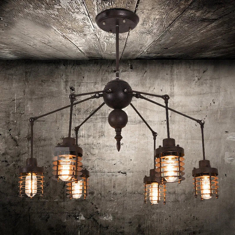 

American style rural industrial retro Bar Cafe, a creative living room, a dining room lamp, and a restaurant. pendant lights