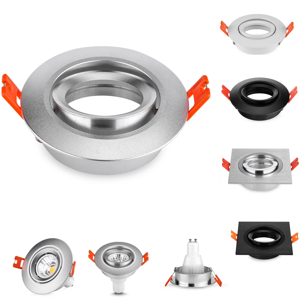

New Design Aluminum Round Silver LED Ceiling Light Frame Fixture Holders Adjustable Cutou 70MM LED Ceiling Spot Light Lighting