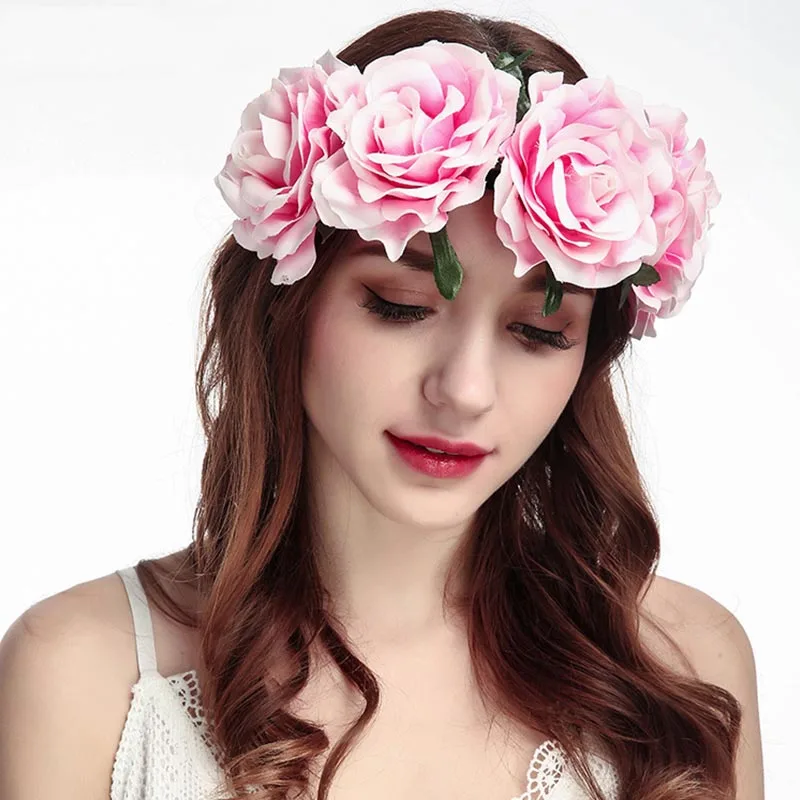 10cm Bohemian Floral Hair Band Headpiece Big Rose Flower Headband