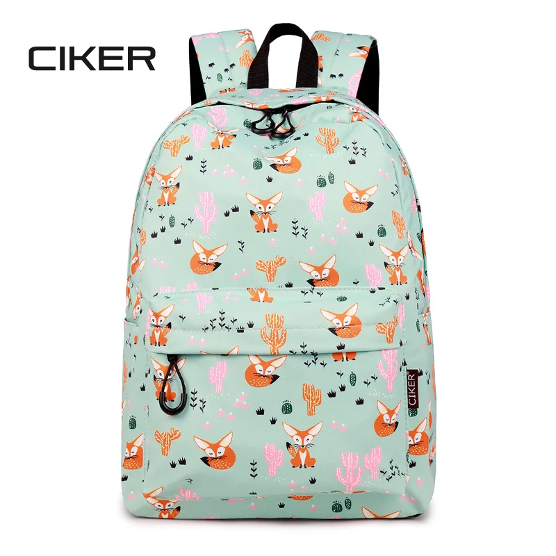 Us 19 99 50 Off Ciker Waterproof Women Backpack Cute Fox Printing Female School Bags Travel Daily Laptop Bagpack Cactus Print Bookbag In