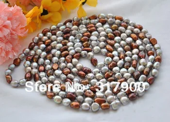 

100" 11mm gray coffee baroque freshwater pearl necklace