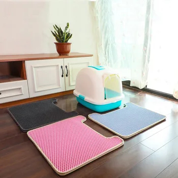 

Pet Cat Environment-friendly Anti Splash Cat Litter Mat Easy to Clean For Gatos U-shaped EVA Double Layer