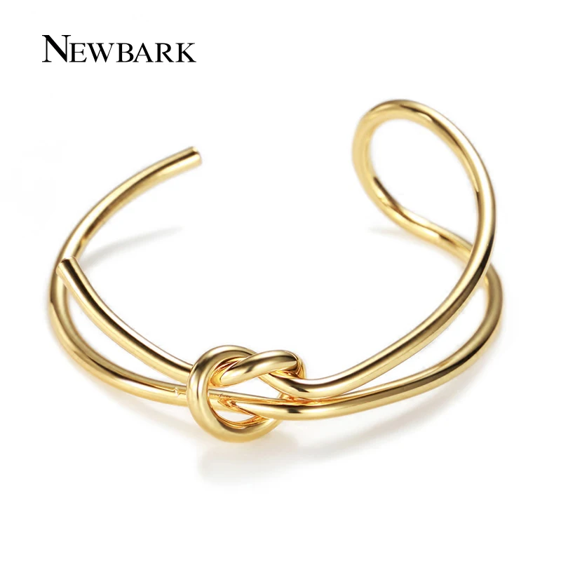 NEWBARK Original Design Copper Bangle Double Love Knot Open Fashion Romantic Bangle Bracelet Jewelry For Girls and Women double layered bangle bracelet