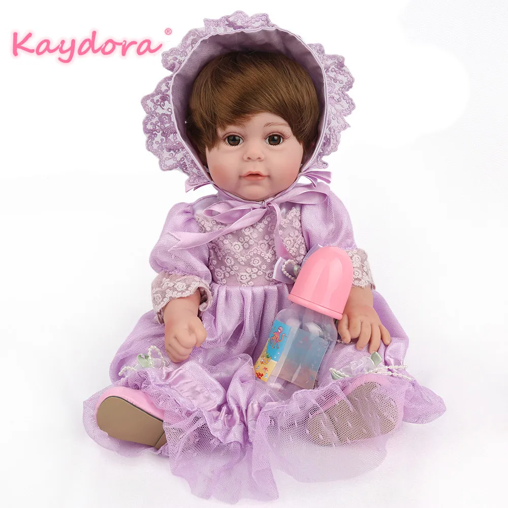 

KAYDORA Reborn Baby Purple Princess Full Vinyl Soft Silicone lol Lovely Girl Boneca Sunshine Toy 17 inch Popular Gift For Kids